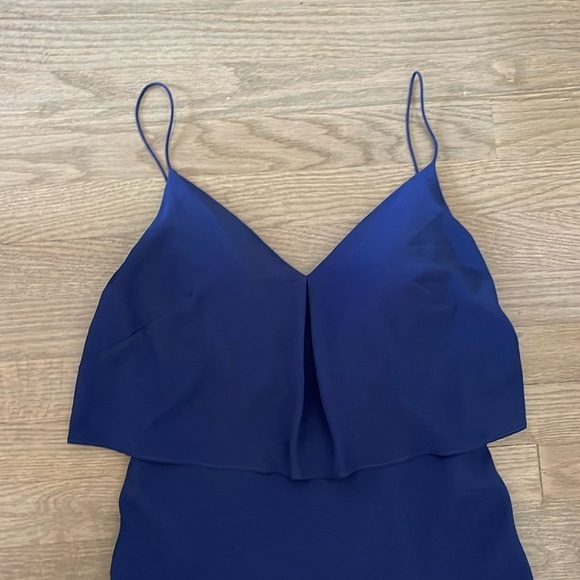 Jenny Yoo Navy Drape Spaghetti Strap Chiffon Bridesmaid Dress Size 4 - Picture 8 of 16